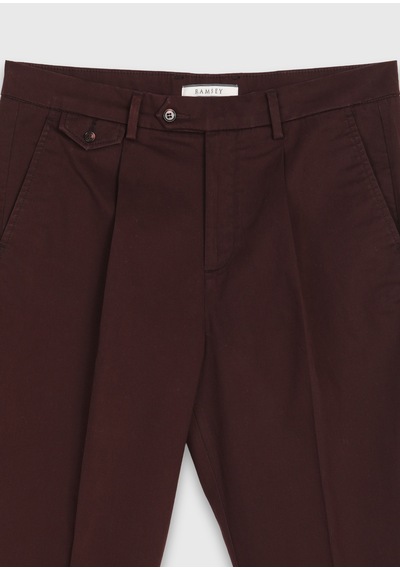 Ramsey Mürdüm Düz Dokuma Relaxed Fit Casual Pamuk Karışımlı Pantolon