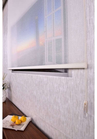 Beyaz Karartma Düz Etek Dilimsiz P 1090 Blackout Zebra Stor Güneşlik Perde 80 X 200
