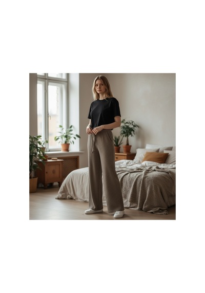 Feg Store %75 Pamuklu Beli Lastikli Vizon Fitilli Triko Pantolon