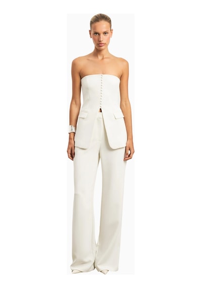 Because Of Alice Effortless Wide Leg Trousers Geniş Paça Dökümlü Kadın Pantolon Beyaz