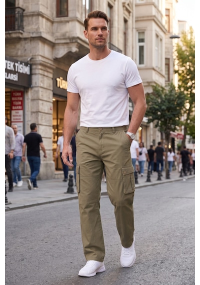 Rizzup Erkek Relaxed Fit Bol Kesim Likralı Yeşil Outdoor Kargo Pantolon Çok Cepli Geniş Paça 1705421 Rizzup Erkek Relaxed Fit Bol Kesim Likralı Yeşil Outdoor Kargo Pantolon Çok Cepli Geniş Paça 1705421