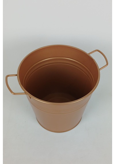 6 Litre Paslanmaz Metal Leğen - Bakır Renk Çok Amaçlı Kova Ve Bahçe/balkon Saksılığı 23 Cm Çap