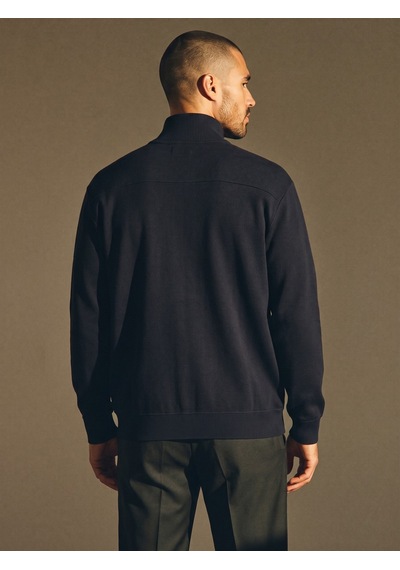 Maccali Erkek Lacivert Büyük Beden Pamuklu Fermuarlı Sweatshirt