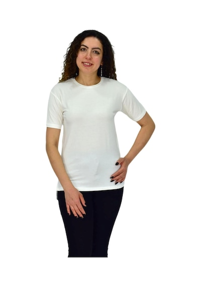 Kadın Yarım Kol Sıfıryaka Likralı Tişört Bgl-st04652 Beyaz