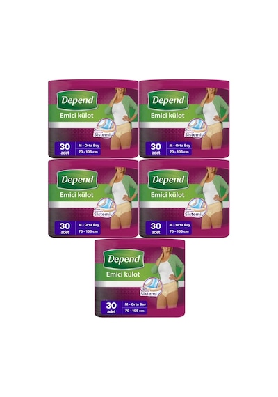 Depend Emici Külot Kadın Hasta Bezi Orta Boy M 5 x 30'Lu