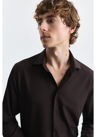 Antioch Comfort Slim Fit Gömlek Kahve