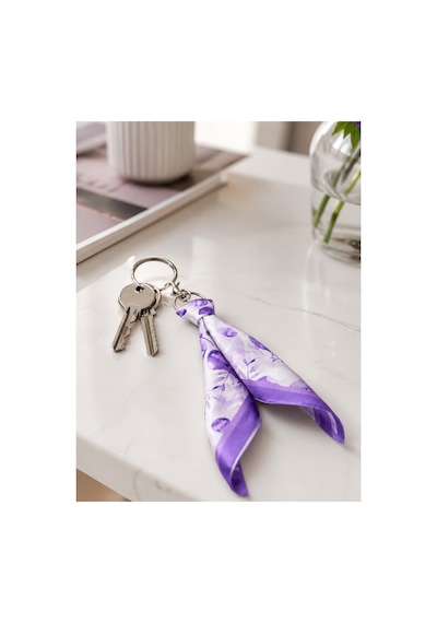 Tarzınıseç Lavanta Desenli Silver Anahtarlık Fular Charm