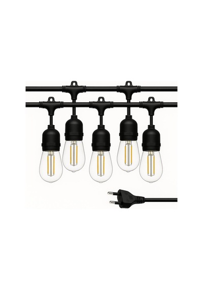 Ayt Ledx Kb00001 5 Li E27 Duy Sıralı 5 Metre Lamba Kablosu 5 Adet Duy İçerir Açık Hava Düğün Eğlence Alanı Aydınlatma