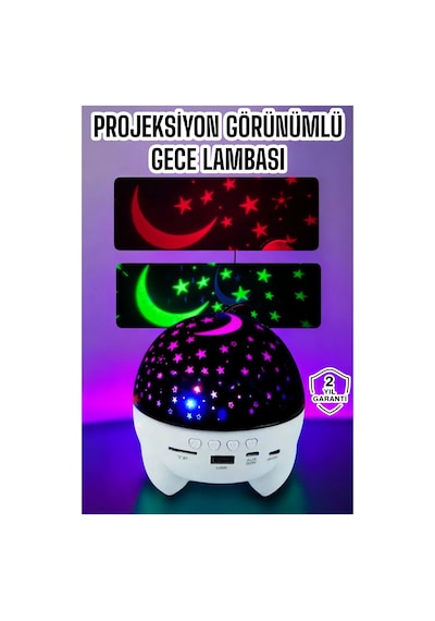 Gece Lambası Renkli Yıldızlı Gökyüzü Projeksiyon Gece Tavan Yansıtma Diğer