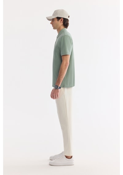 Avva Erkek Mint Yeşil Kıvrılmaz Polo Yaka %100 Pamuk Basic Regular Fit T-shirt B001032
