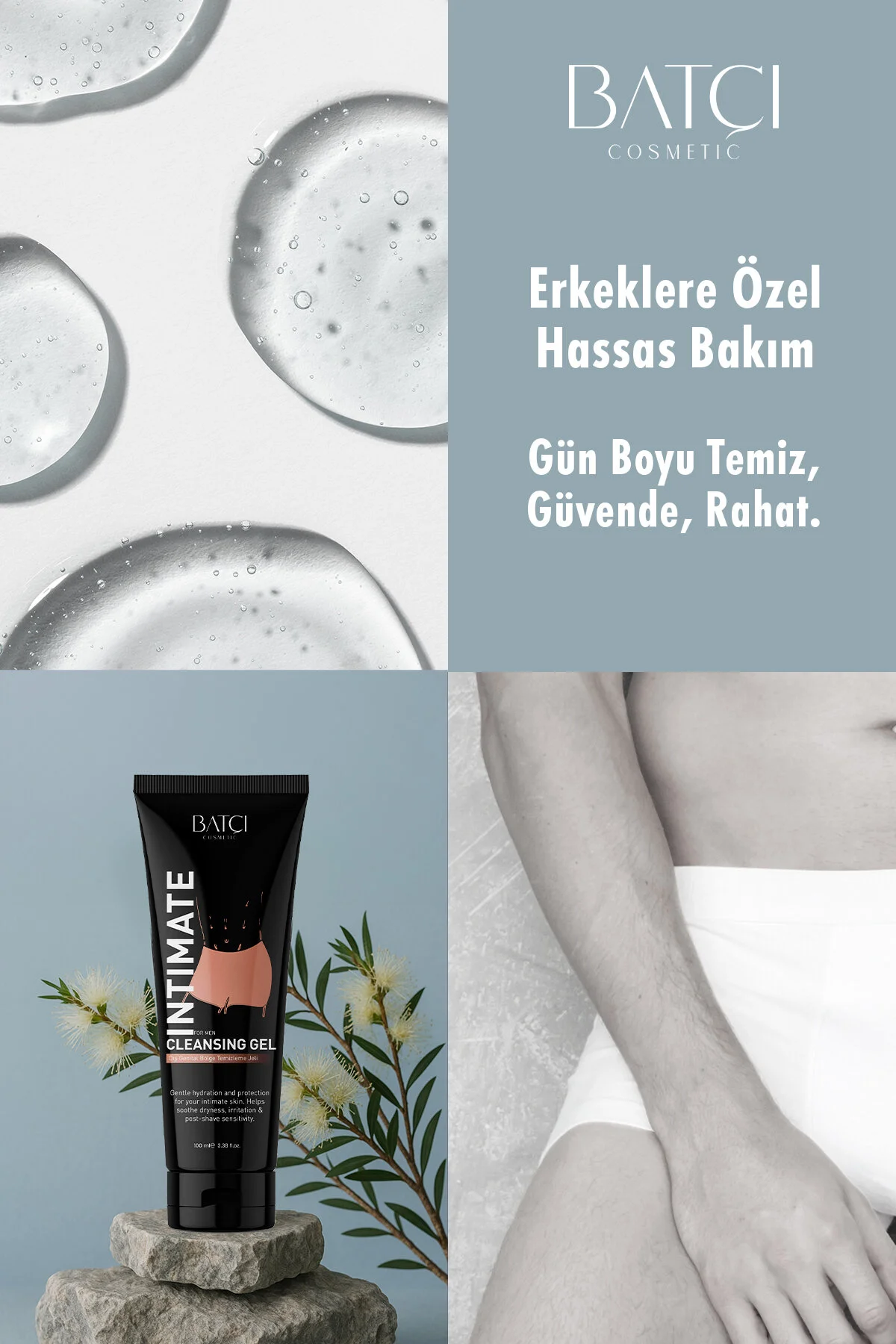 Erkekler Için Genital Bölge Arındırıcı, Beyazlatıcı Ve Onarıcıtemizleme Jeli 100 Ml