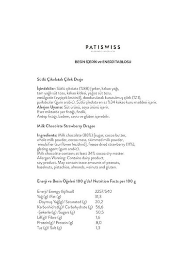 Patiswiss Sütlü Çikolatalı Çilek Draje 6 x 80 G