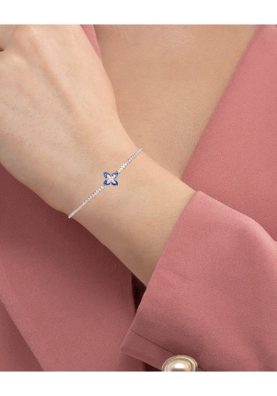 Brezza Lusso Jewelry Mineli Lusso Çiçeği Su Yolu Pırlanta Işıltılı Kadın Gümüş Bileklik