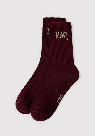 Mavi - Mavi Logo Baskılı Bordo Soket Çorap 0911160-85347 Bordo