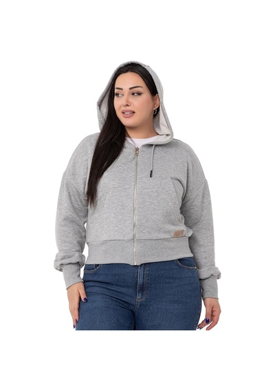 Büyük Beden Kanguru Cepli Kapüşonlu Üç İplik Gri Melanj Sweatshirt-gri Melanj Gri Melanj