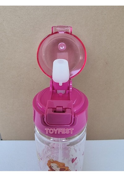 Pipetli Suluk Matara - Kilit Kapaklı Prenses Temalı - 500 Ml