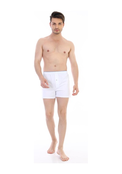 Çift Kaplan Erkek Penye Beyaz Boxer 805
