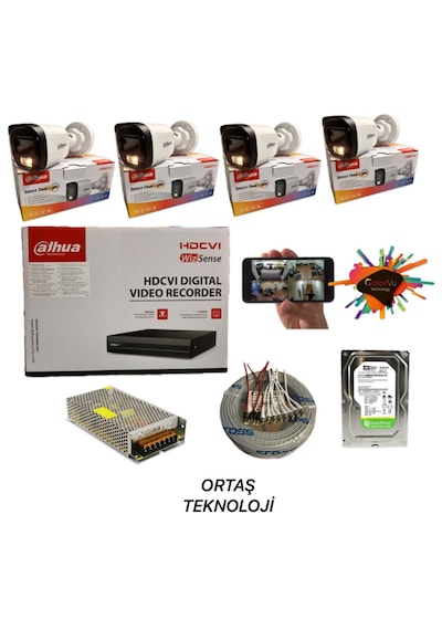 Dahua 4 Kameralı Gece Renkli 4 Kanal 1 Tb Hdd Cctv 0,50 Kablo Dahua 4 Kameralı Gece Renkli 4 Kanal 1 Tb Hdd Cctv 0,50 Kablo
