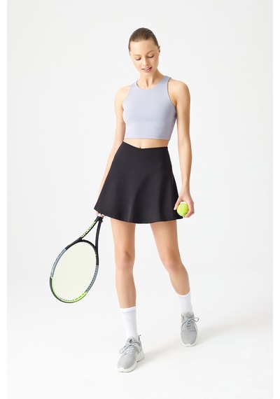 Los Ojos Siyah 2 Katmanlı Pileli Tenis Eteği - Spor Etek Tennis Skirt2 Siyah