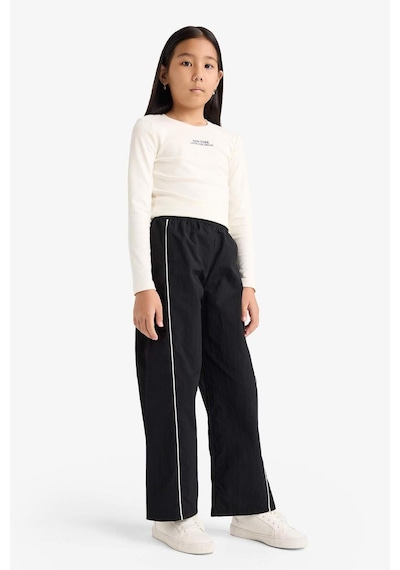 Defacto Kız Çocuk Wide Leg Esnek Bantlı Paça Paraşüt Pantolon E6186a825aubk27 Siyah