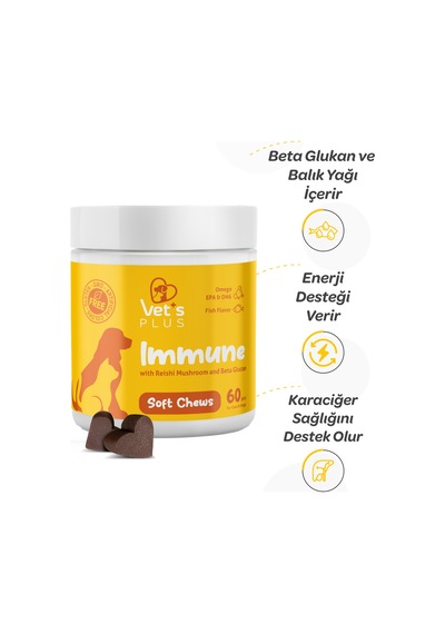 Vet's Plus Immune Çiğnenebilir Tablet 60'lı Kedi ve Köpekler İçin