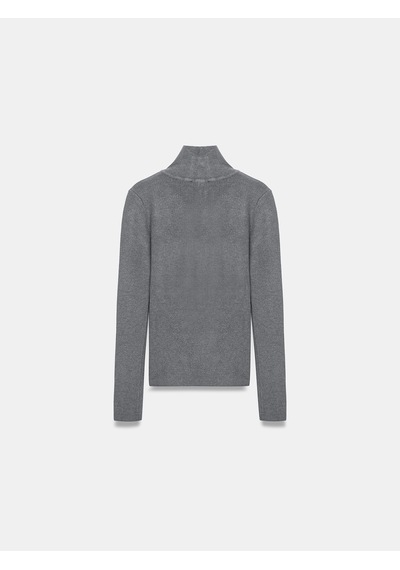 Dilvin 10686 Dik Yaka Çıtçıtlı Triko Kazak-füme