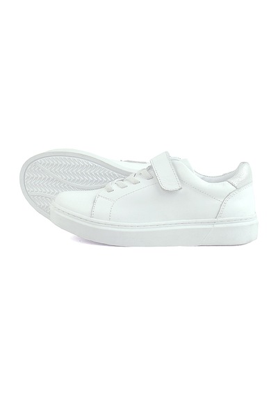 Rakerplus Hakiki Deri Beyaz Cırtlı Bağcıklı Kız Çocuk Sneakers Beyaz