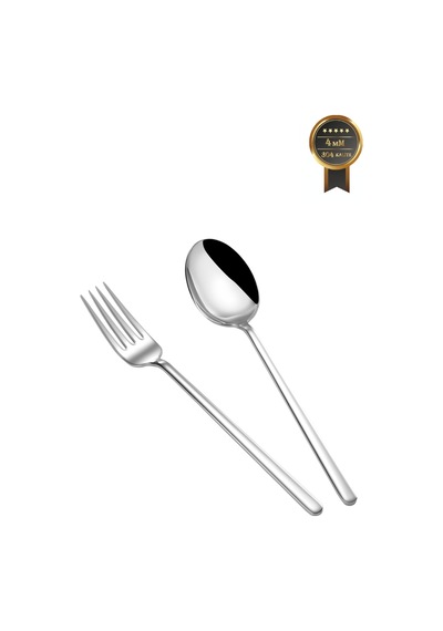 Arsel Lotus Sade Klasik 60 Parça Premium Ağır 12 Kişilik 4mm Çatal Kaşık Bıçak Seti 304 Kalite Bıçaksız Gümüş