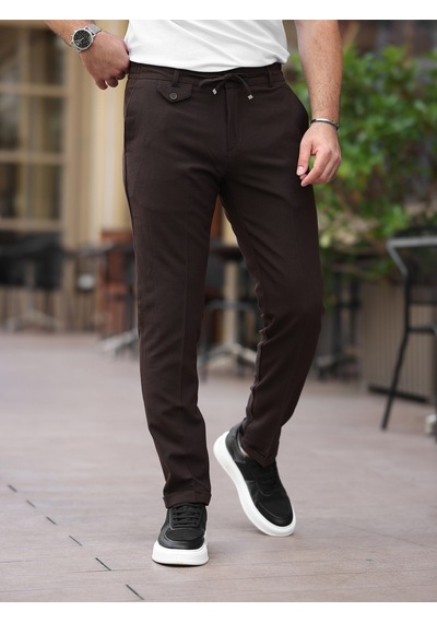 Ütü Gerektirmeyen Slim Fit Gofre Jogger Kahverengi Ütü Gerektirmeyen Slim Fit Gofre Jogger Kahverengi