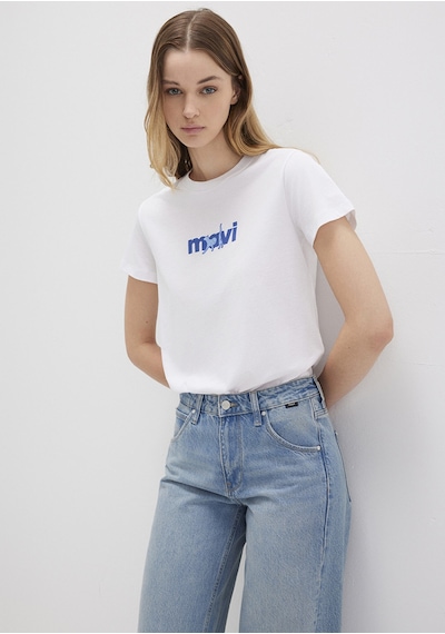 Mavi - Mavi Kedi Baskılı Beyaz Tişört 1613287-620 Beyaz