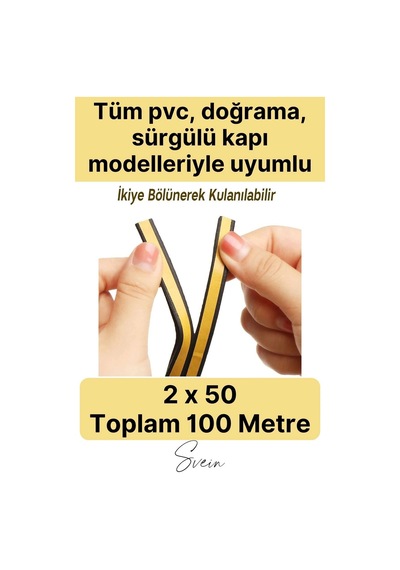 Kalın Kauçuk 2x50 100 Mt Ekstra Uzun Kahve Kapı Pencere Fitili Soğuk Koruyucu Geçirmez İzolasyon Diğer