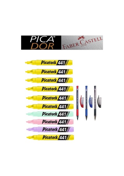 Picatack 441 Fosforlu Kalem Karmaofis Set 1 Karışık6