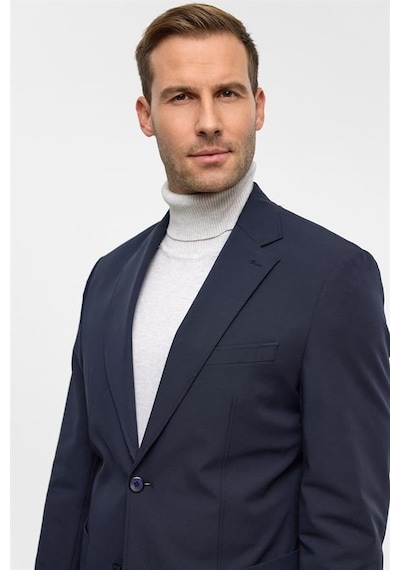 Süvari Lacivert Slim Desenli Mono Yaka 6 Drop Takım Elbise Lacivert