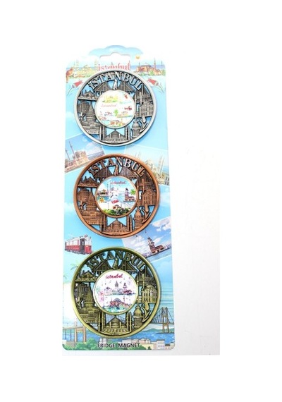 İstanbul Temalı Metal Magnet 3'lü Set Model 2 Çok Renkli