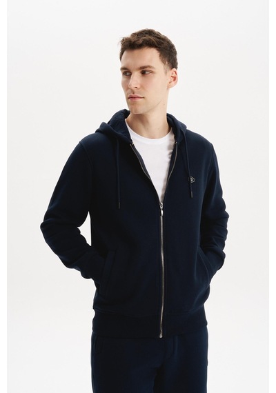 AR-MA Arma Erkek Regular Fit 3 İplik Kapüşonlu Sweatshirt Fermuarlı, Fleto Cepli, Kalın Kumaş K30324650502 Lacivert