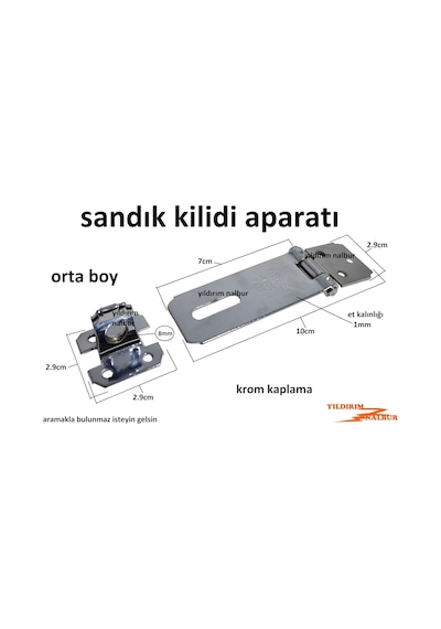 Sandık Askısı Asma Kilit Aparatı Krom Kaplama Orta Boy