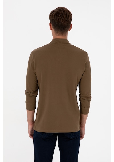 U.S. Polo Assn. Erkek Regular Fit Polo Yaka Haki Basic Sweatshirt 50313772-VR027