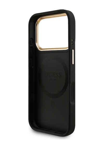 Apple Uyumlu iPhone 17 Pro Kılıf Guess Lisanslı M-safeli 4g Metal Büyük Logolu Kartlıklı Kapak Siyah Siyah