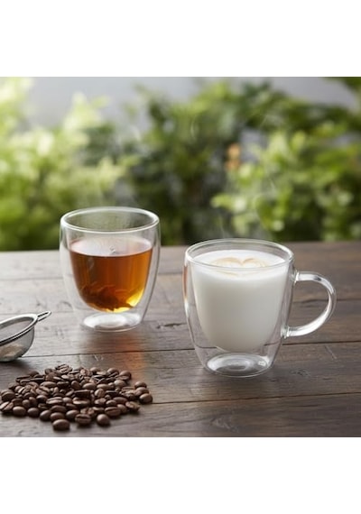 Ayrex Deconox 2'li Çift Cidarlı Borosilikat Cam Fincan Seti - 100 Ml Espresso Ve Türk Kahvesi Bardağı - Isıya Daya Diğer