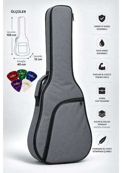 Yankı Kgc-40gr Gri Klasik Gitar Kılıfı Kalın Pedli Suya Dayanıklı Softcase - 9076632399424