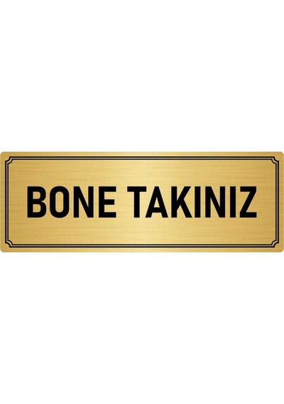 Metal Yönlendirme Levhası, Departman Kapı İsimliği Bone Takınız 10x20 cm Altın Renk