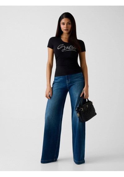 Guess Kısa Kollu Bisiklet Yaka Guess Yazılı Kadın Siyah T-shirt W6rı24j1314-jblk Siyah