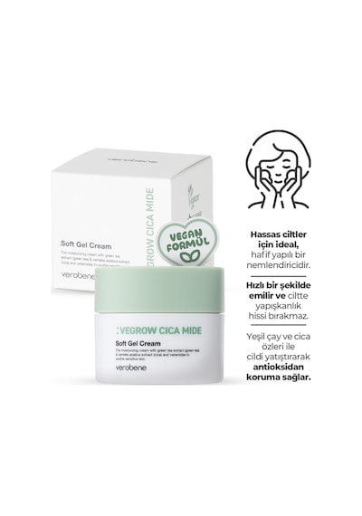Verobene Vegrow Cica Mide Soft Gel Kore Yeşil Çay Özlü Krem 50 ML