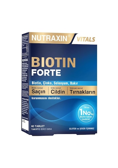 Ayrex Nutraxin Biotin Forte 5000 Mcg Biotin, Çinko, Bakır Ve Selenyum İçeren Saç, Cilt Ve Tırnak Tableti 6