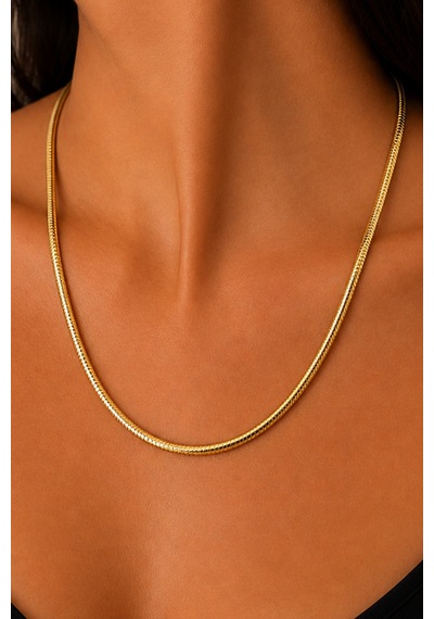 Balenbi Unisex 60 Cm Yılan Zincir Gold Renk Kararmaz Çelik Kolye 1088 Altın