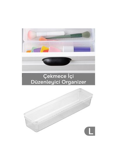 Modüler Çekmece İçi Düzenleyici - Banyo Makyaj Takı Organizer Ofis Düzenleyici 30,7 X 7,8 Cm Şeffaf
