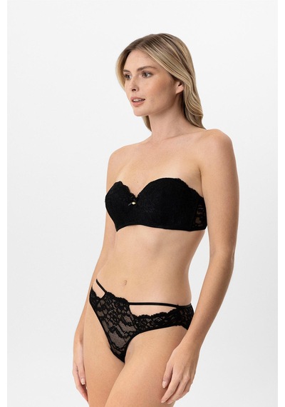 Pierre Cardin Lingerie Lotus Straplez Dantelli Sütyen Takımı Siyah