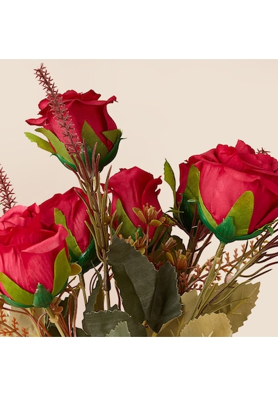 Deco Gül 7'li Dal Çiçek - Kırmızı - 43 Cm Çok Renkli
