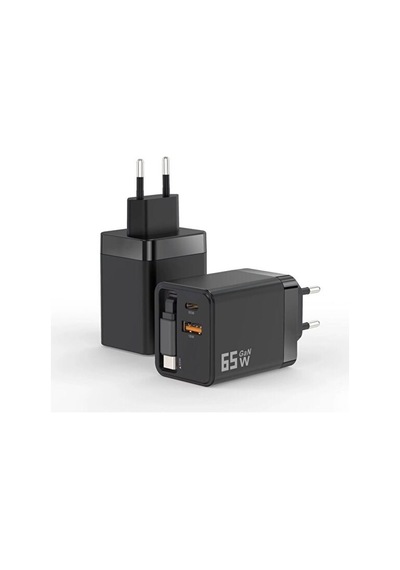 65w Süper Hızlı Şarj Cihazı Dahili Type-c Kablo Usb-c & Usb-a Çıkış Çoklu Cihaz Desteği