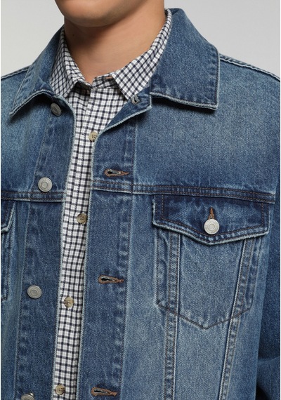 Colin's Colins Regular Fit Düğmeli Astarsız Erkek Mid İndigo Denim Ceket Cl1082658 Q1.v1 Dn45142